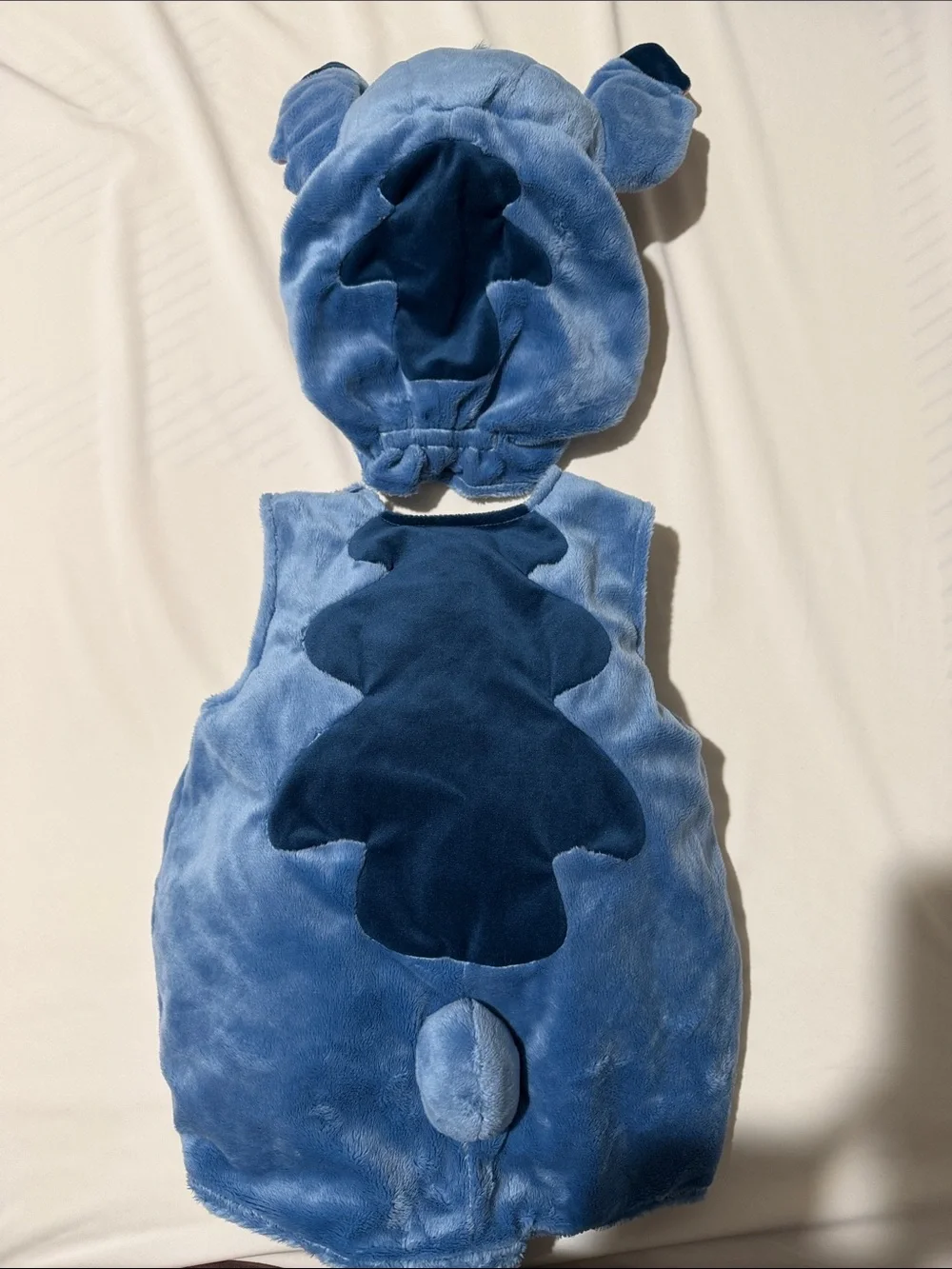 Disney Blue Stitch Plush Hood and Vest Set